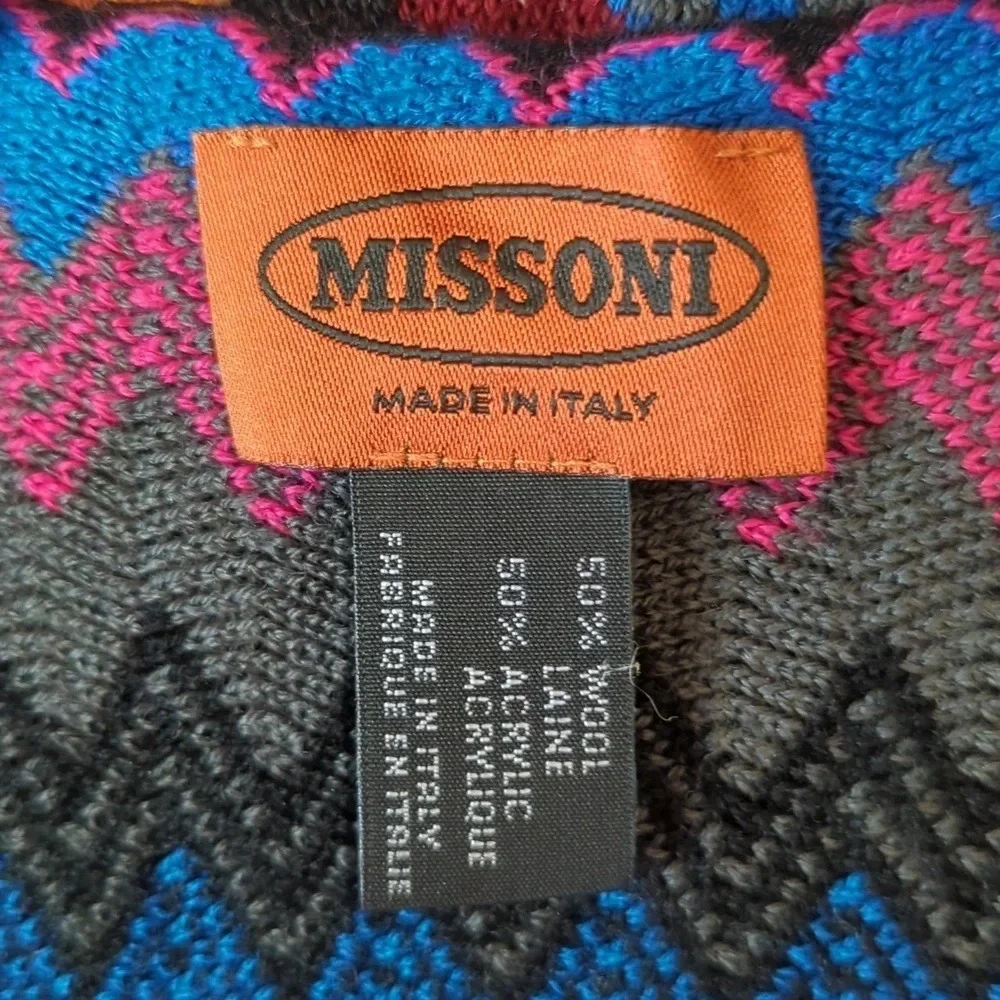 Missoni wool zig zag mountain print long wool fringe scarf - Picture 2 of 6